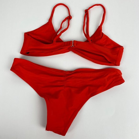 BlackBough Red Tona Top Moderate Bottoms Red Matching Bikini Set S - Picture 6 of 10
